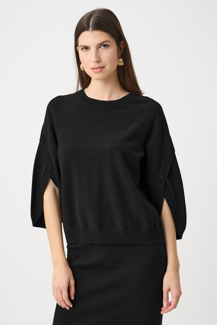 Brushed Viscose And Nylon Knit Tulip Sleeve Sweater Style 263935