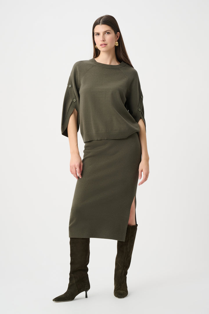 Brushed Viscose And Nylon Knit Tulip Sleeve Sweater Style 263935