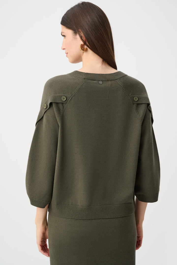 Brushed Viscose And Nylon Knit Tulip Sleeve Sweater Style 263935