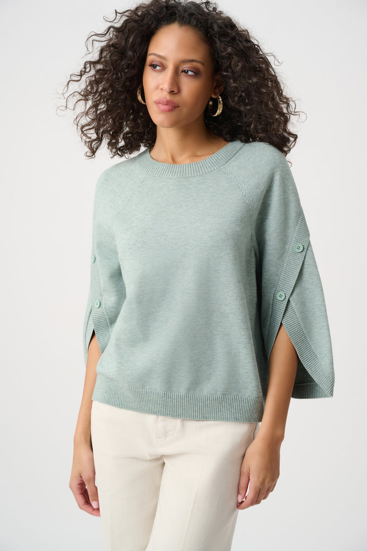 Brushed Viscose And Nylon Knit Tulip Sleeve Sweater Style 263935
