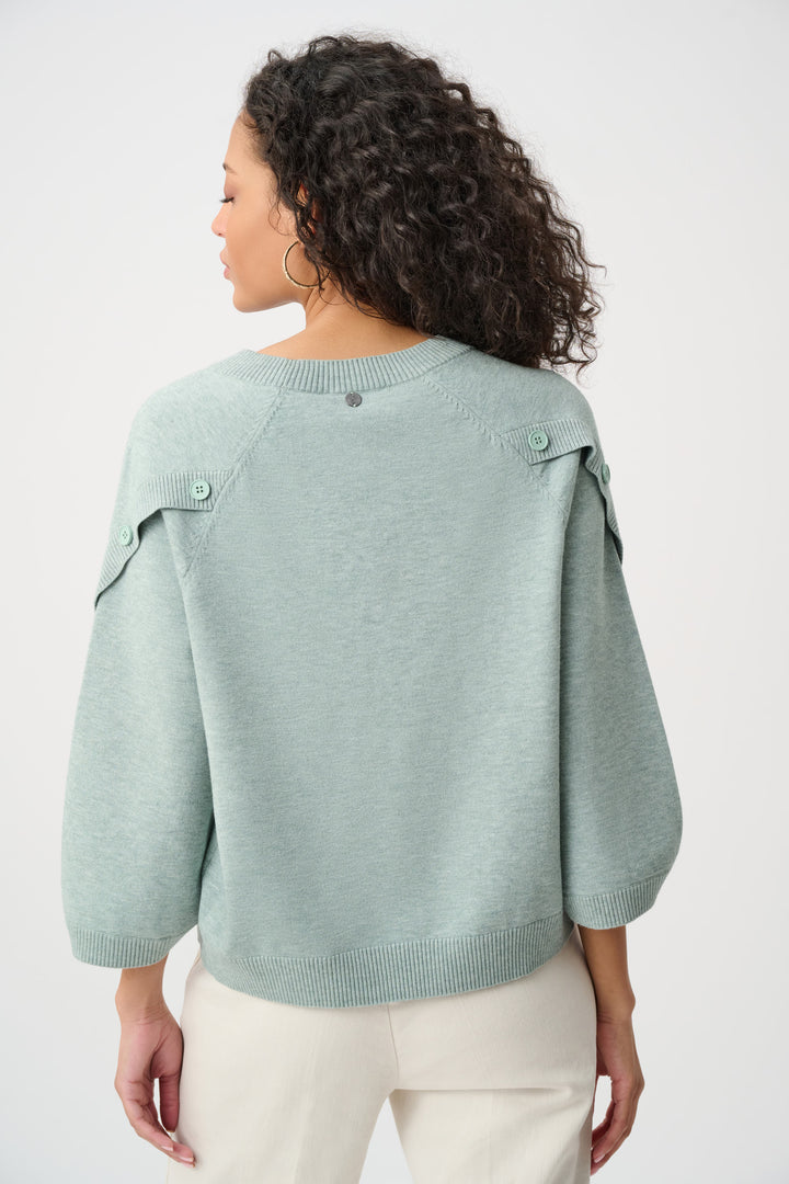 Brushed Viscose And Nylon Knit Tulip Sleeve Sweater Style 263935