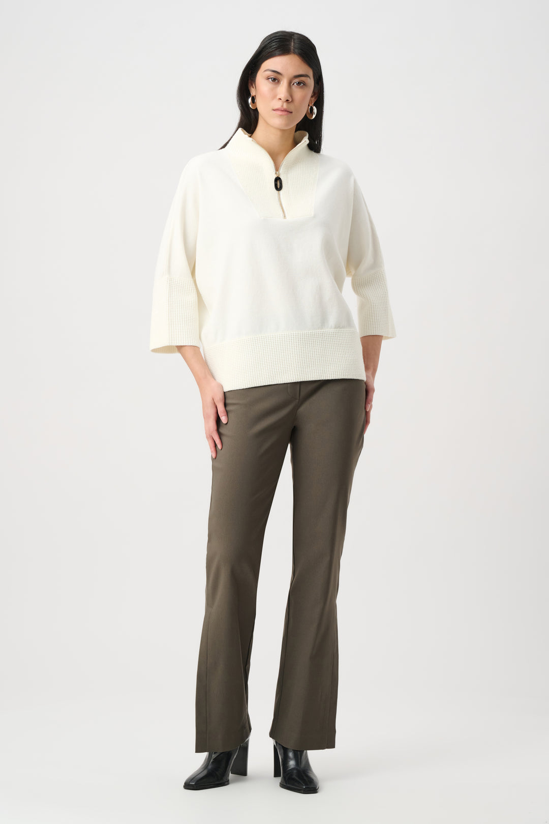 Brushed Viscose And Nylon Funnel-Neck Sweater Style 263937
