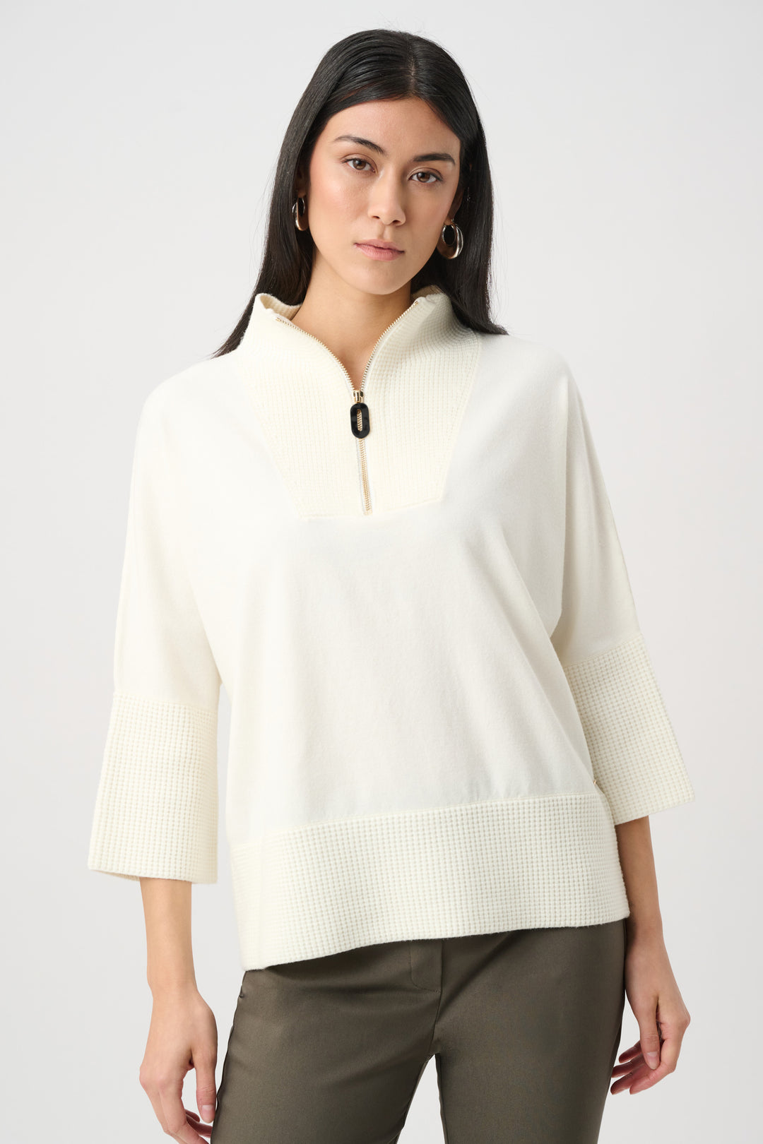 Brushed Viscose And Nylon Funnel-Neck Sweater Style 263937