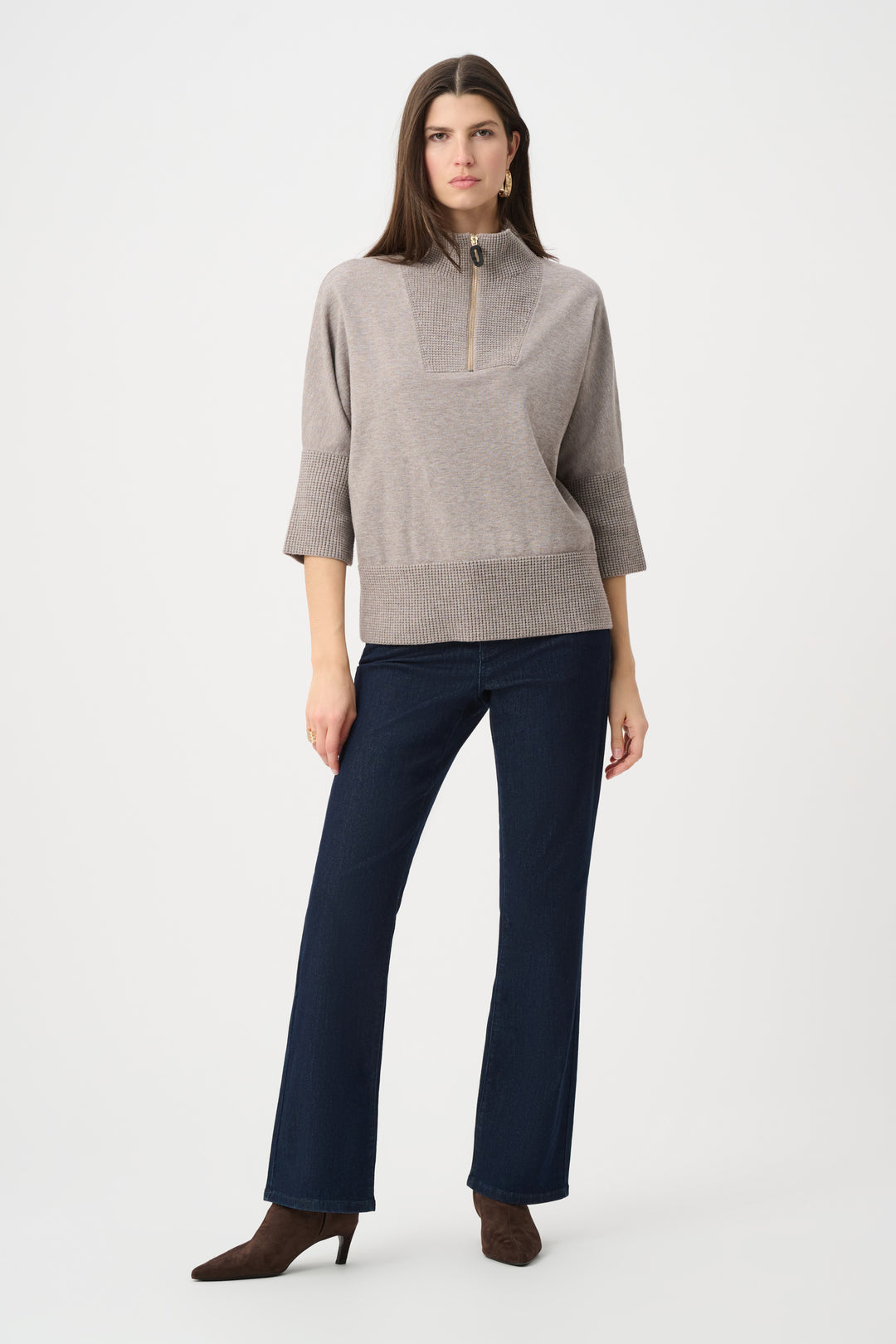 Brushed Viscose And Nylon Funnel-Neck Sweater Style 263937