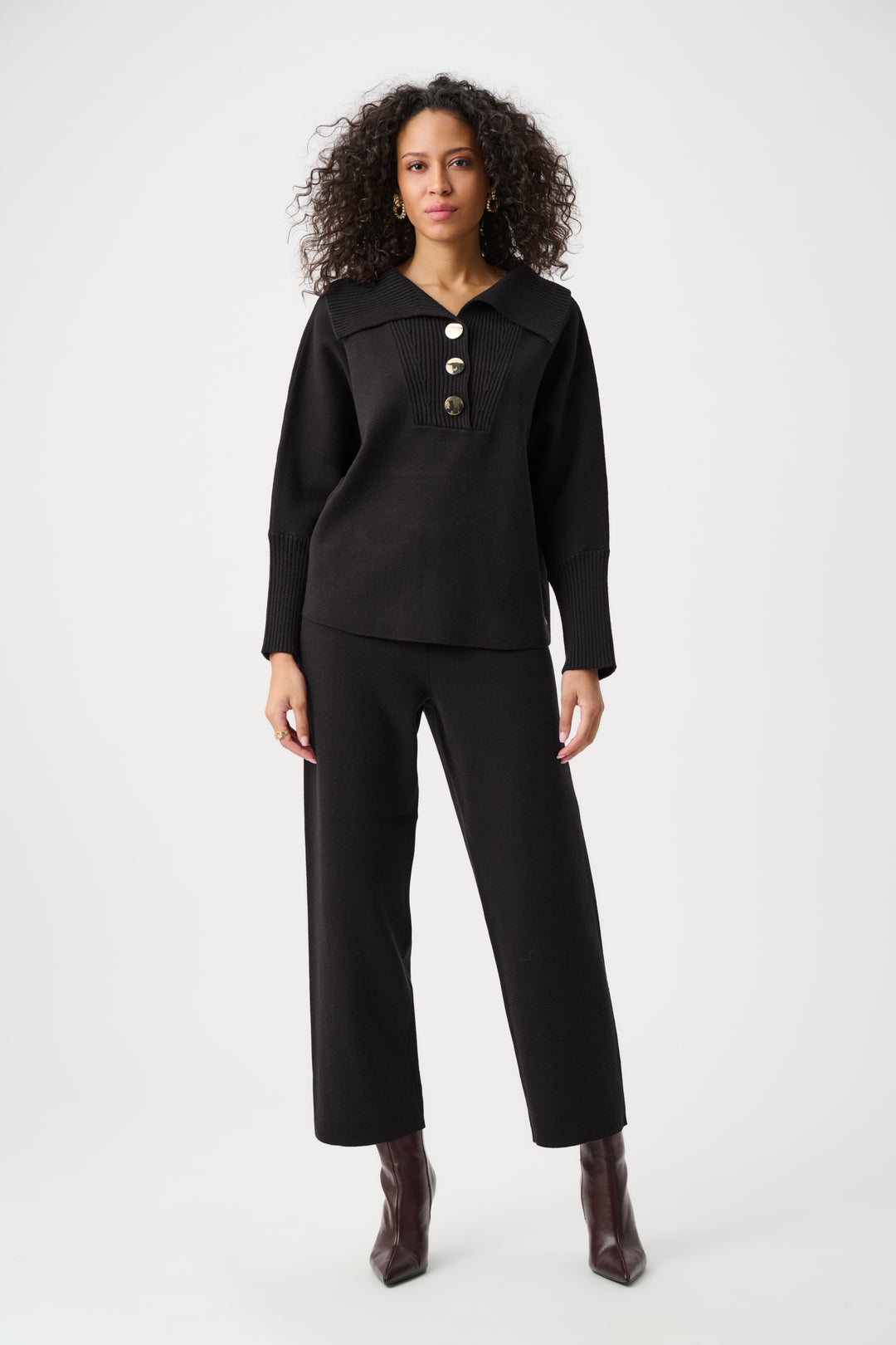 Brushed Viscose And Nylon Shawl-Neck Sweater Style 263938
