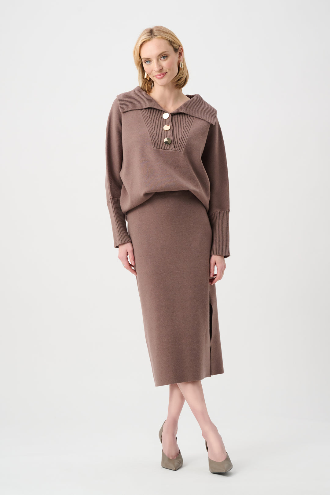 Brushed Viscose And Nylon Shawl-Neck Sweater Style 263938