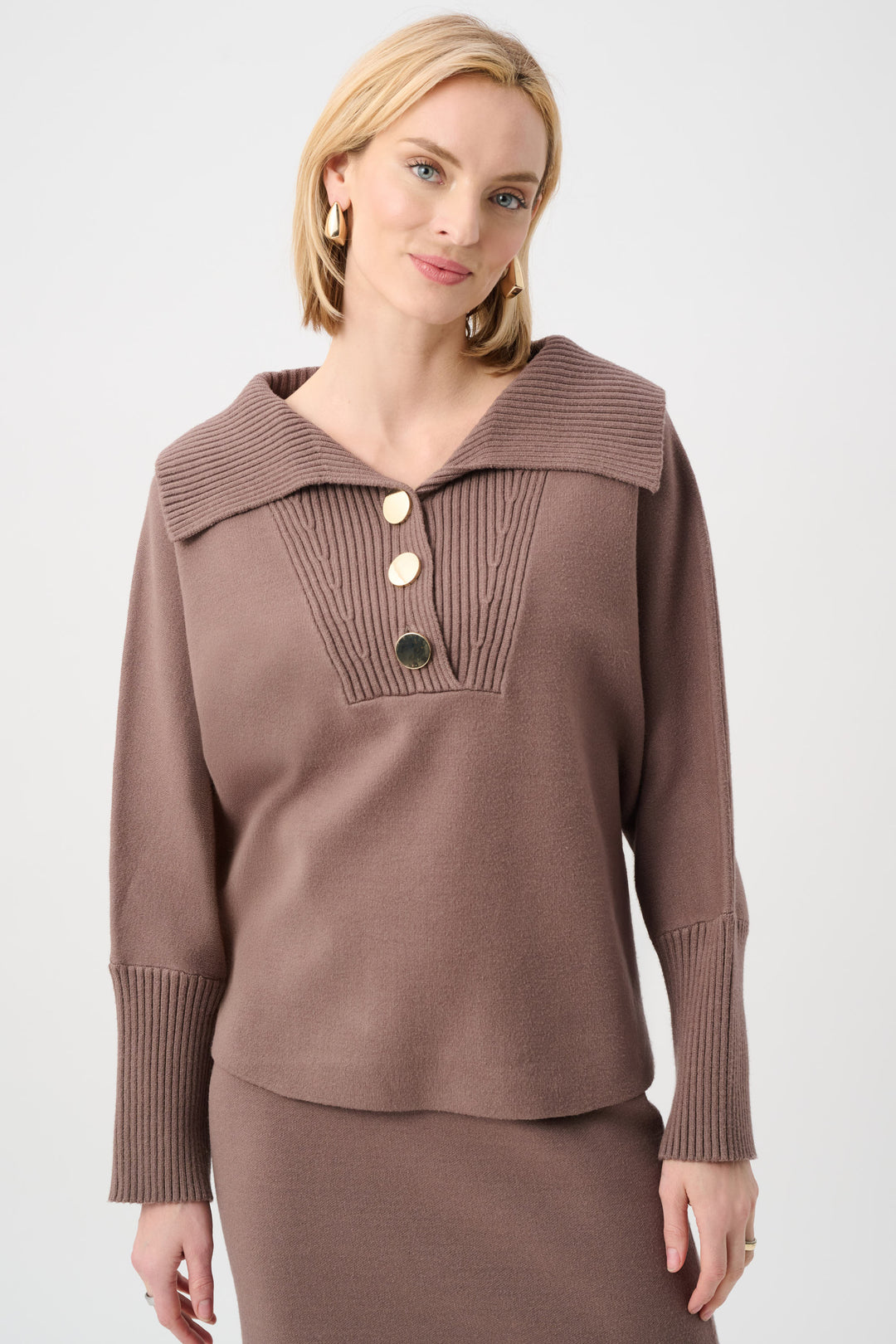 Brushed Viscose And Nylon Shawl-Neck Sweater Style 263938