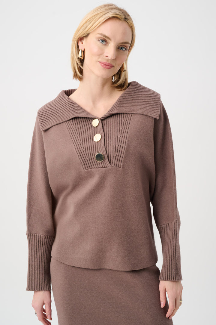 Brushed Viscose And Nylon Shawl-Neck Sweater Style 263938