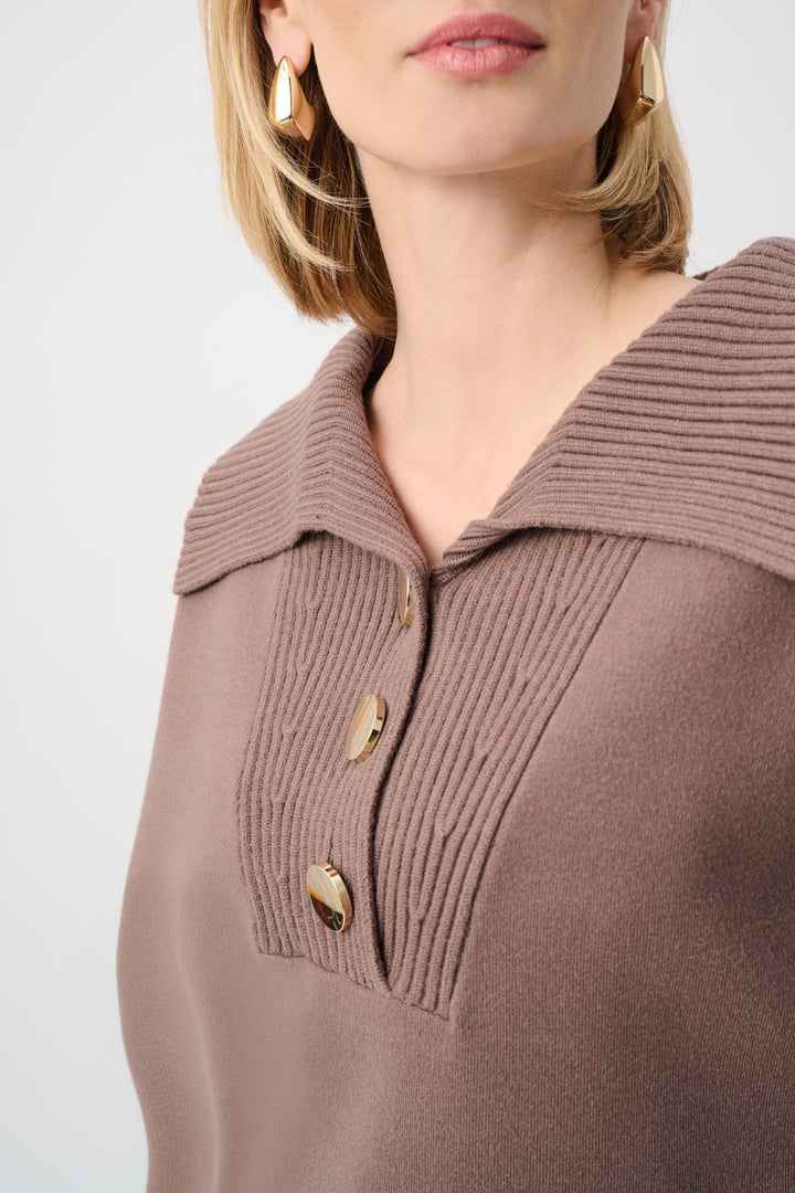 Brushed Viscose And Nylon Shawl-Neck Sweater Style 263938
