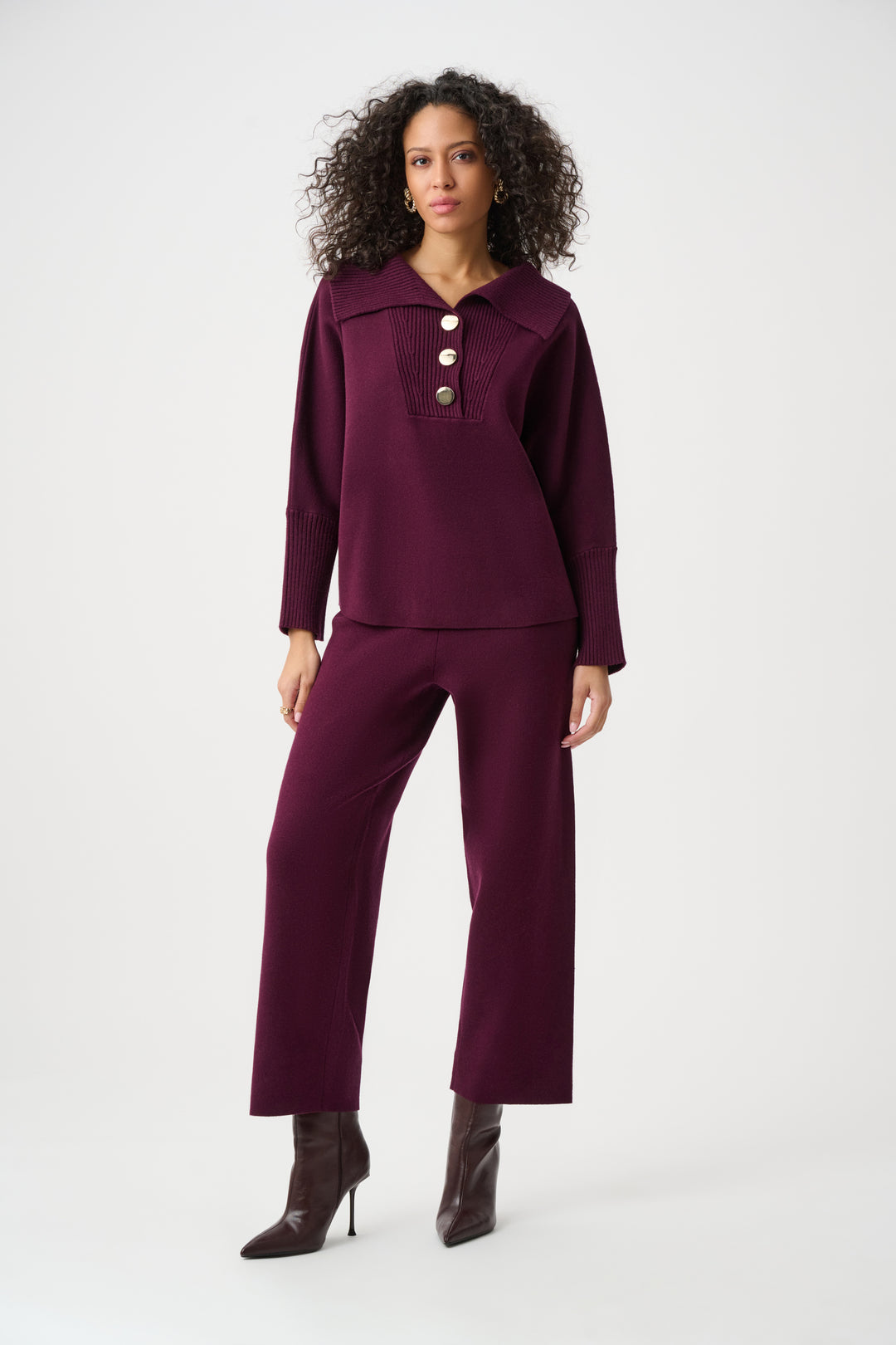 Brushed Viscose And Nylon Shawl-Neck Sweater Style 263938