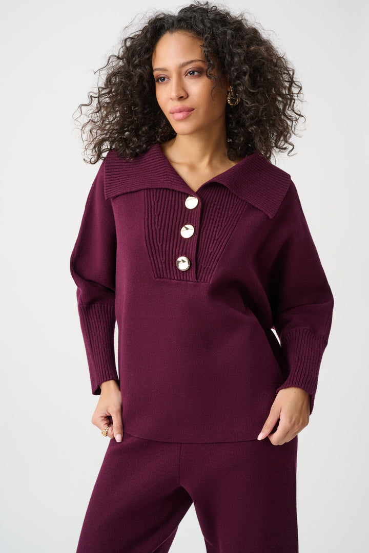 Brushed Viscose And Nylon Shawl-Neck Sweater Style 263938