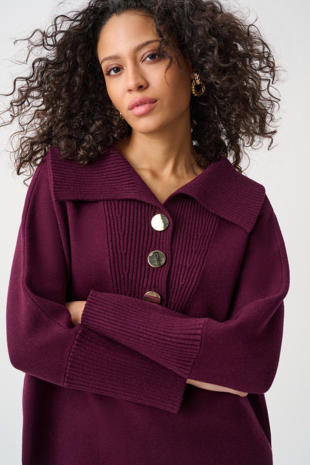 Brushed Viscose And Nylon Shawl-Neck Sweater Style 263938