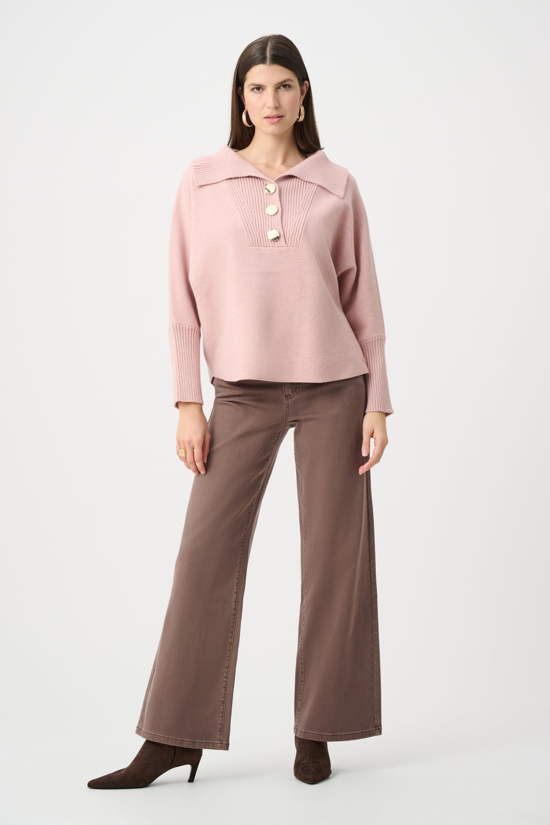 Brushed Viscose And Nylon Shawl-Neck Sweater Style 263938