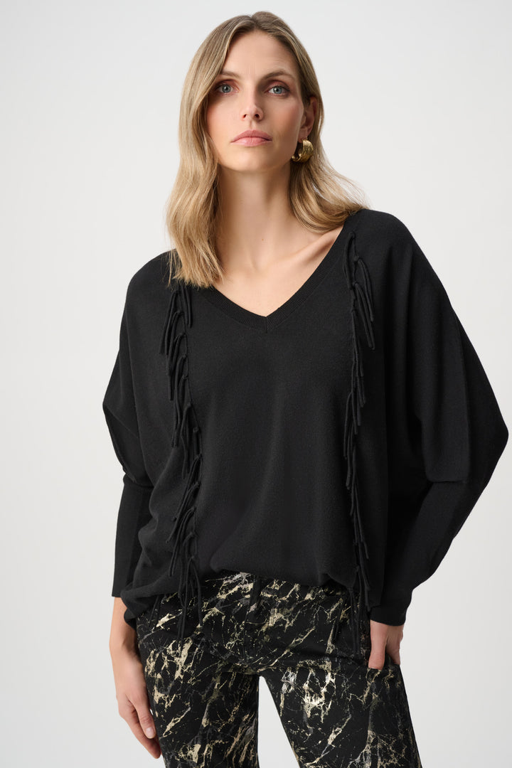 Viscose Knit Fringed Sweater 263939