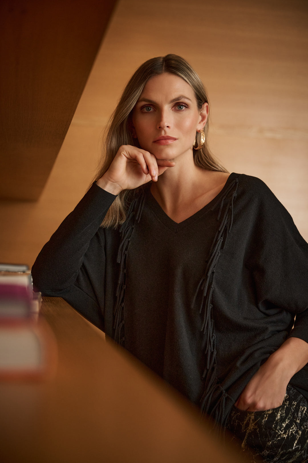 Viscose Knit Fringed Sweater 263939