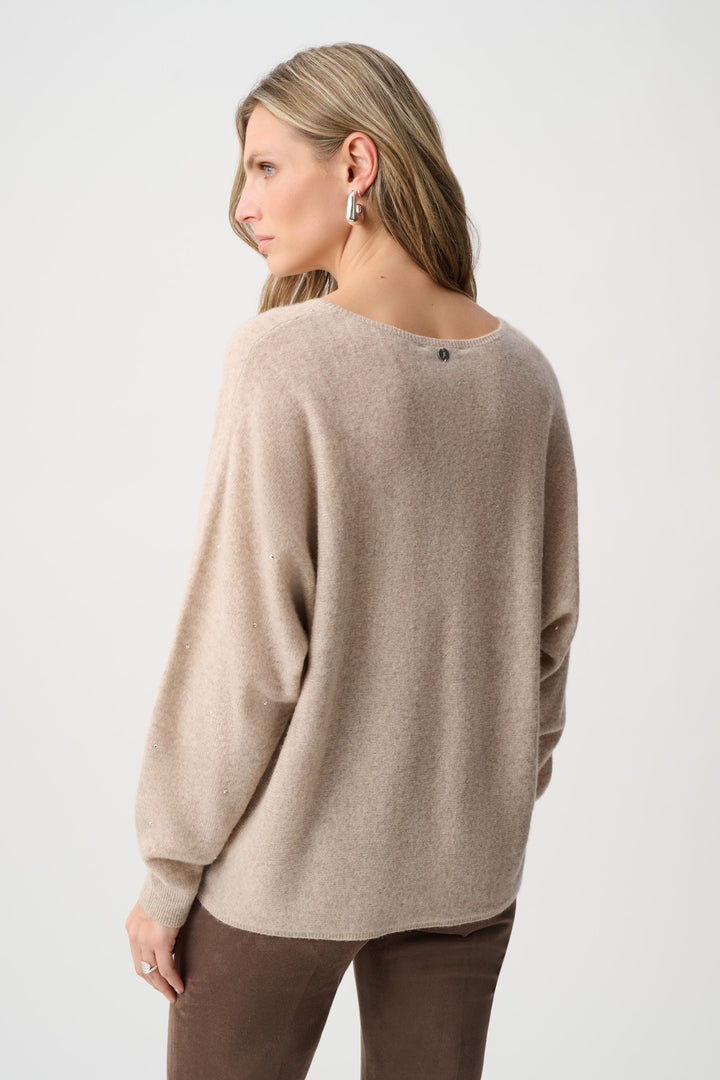 Cashmere Boxy Sweater With Rhinestone Detail 263940