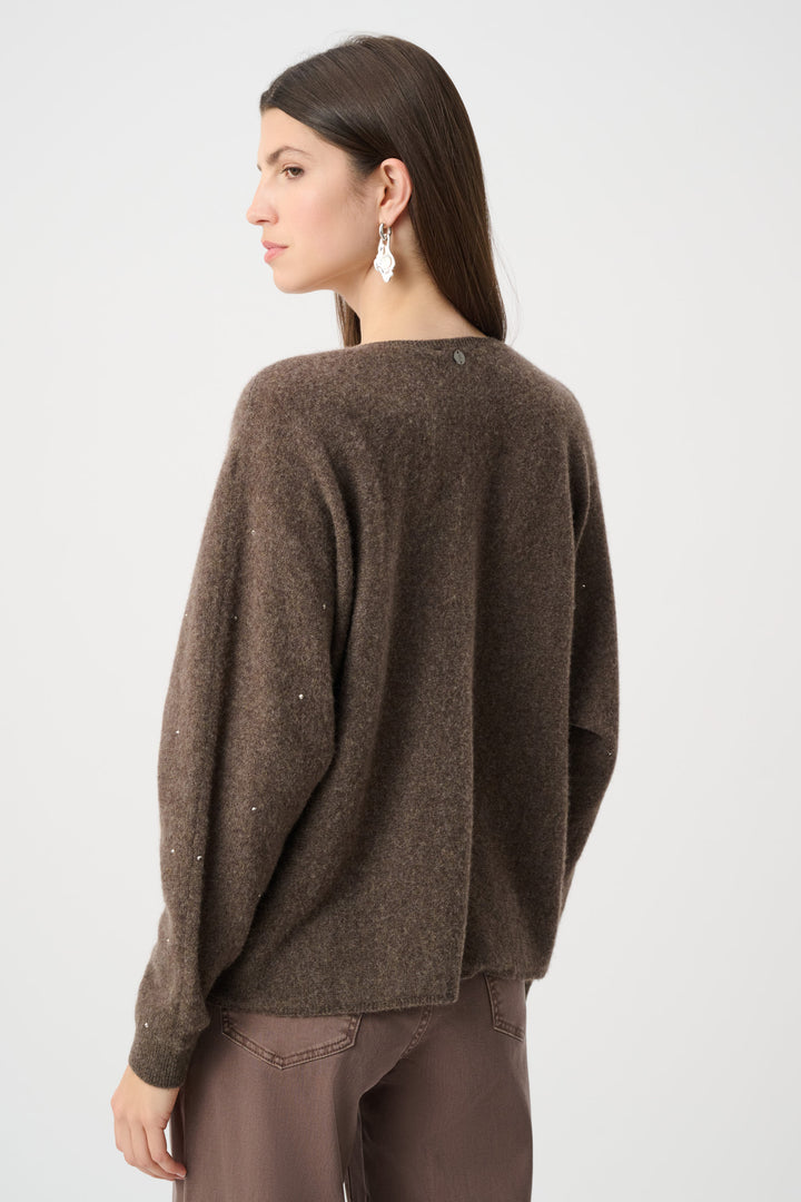 Cashmere Boxy Sweater With Rhinestone Detail 263940