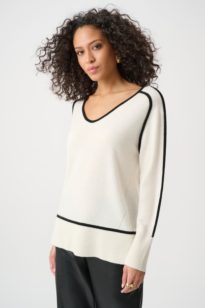 Cashmere And Wool Contrast trim Sweater Style 263941