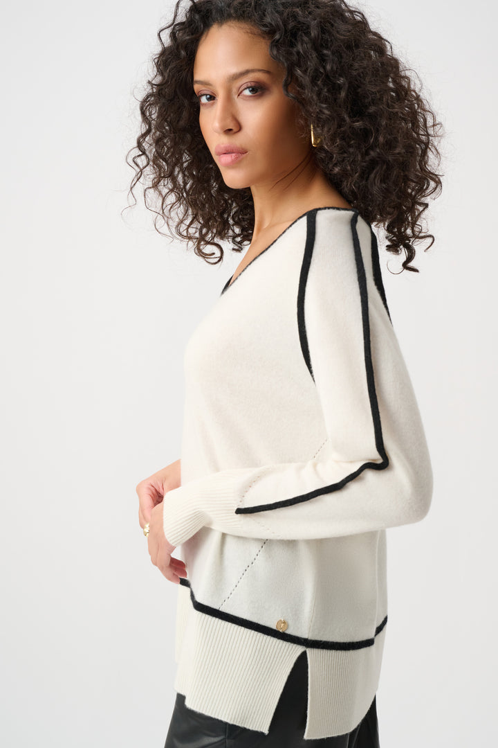 Cashmere And Wool Contrast trim Sweater Style 263941