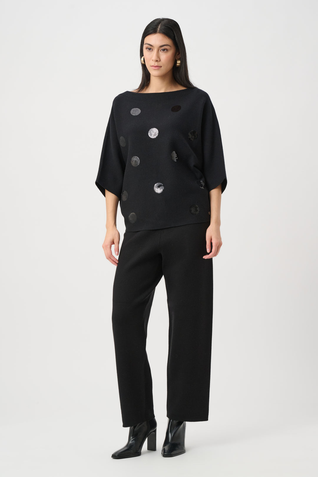 Brushed Viscose And Nylon Boxy Embroidered Sweater Style 263942