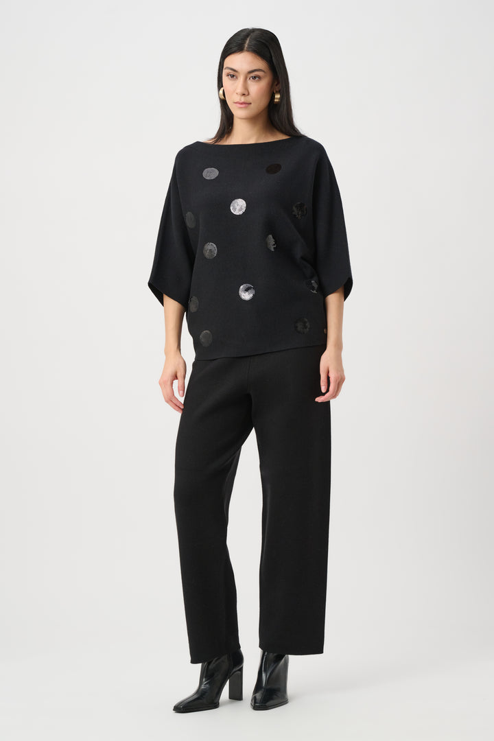 Brushed Viscose And Nylon Boxy Embroidered Sweater Style 263942