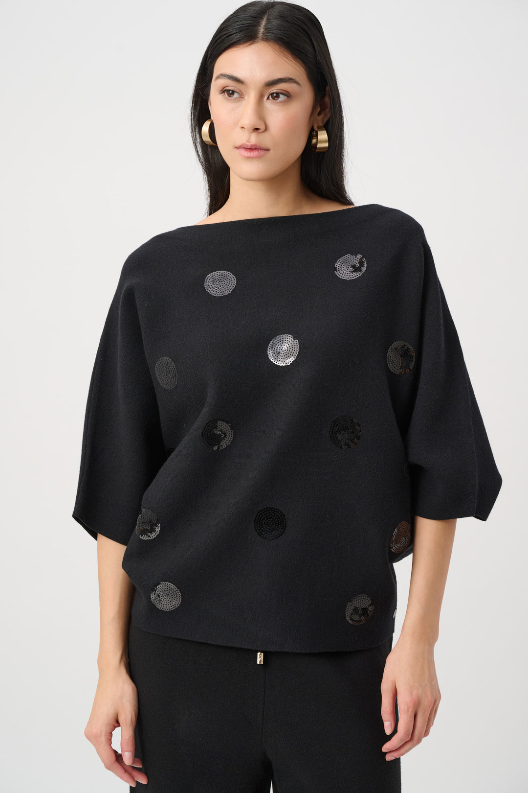 Brushed Viscose And Nylon Boxy Embroidered Sweater Style 263942