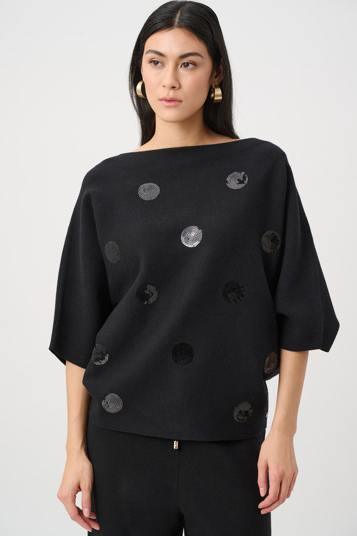 Brushed Viscose And Nylon Boxy Embroidered Sweater Style 263942