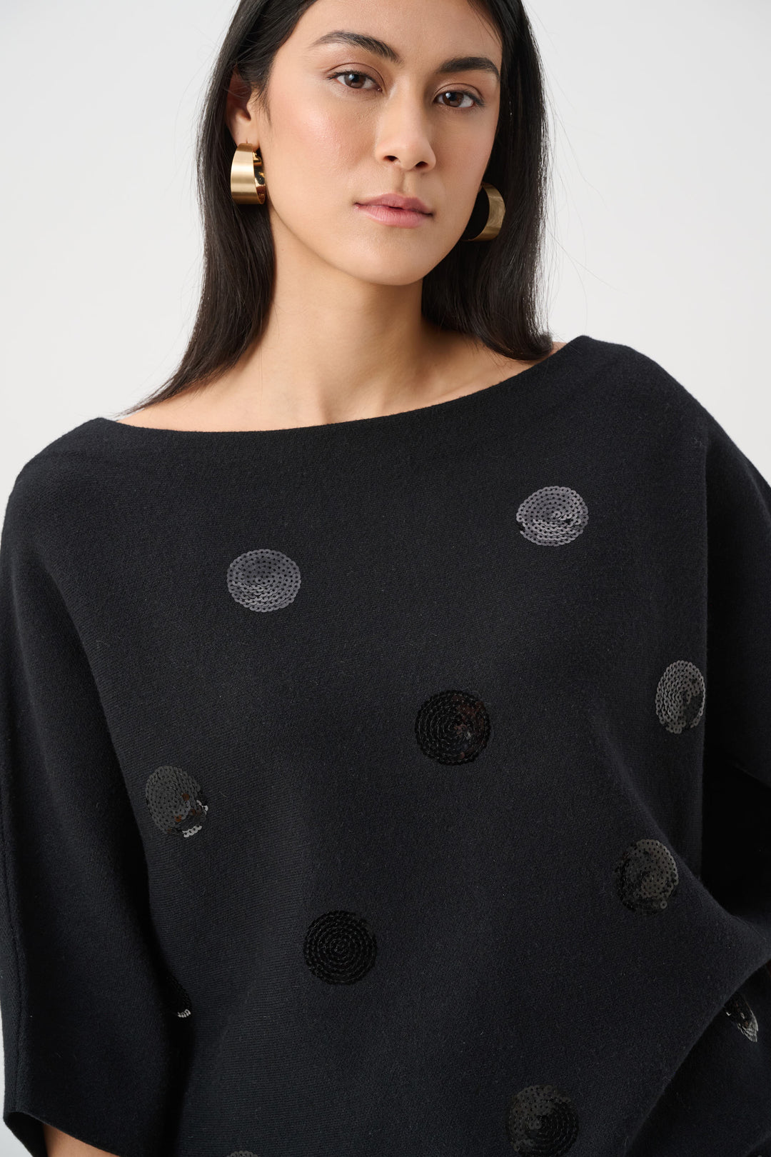 Brushed Viscose And Nylon Boxy Embroidered Sweater Style 263942