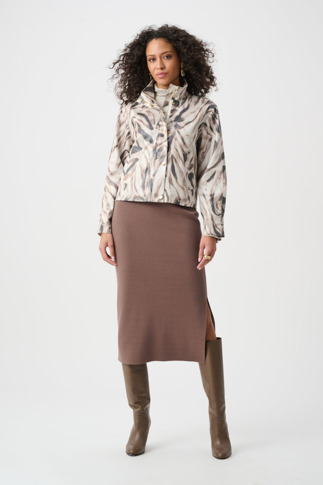 Foiled Faux Suede Animal Print Jacket Style 263944