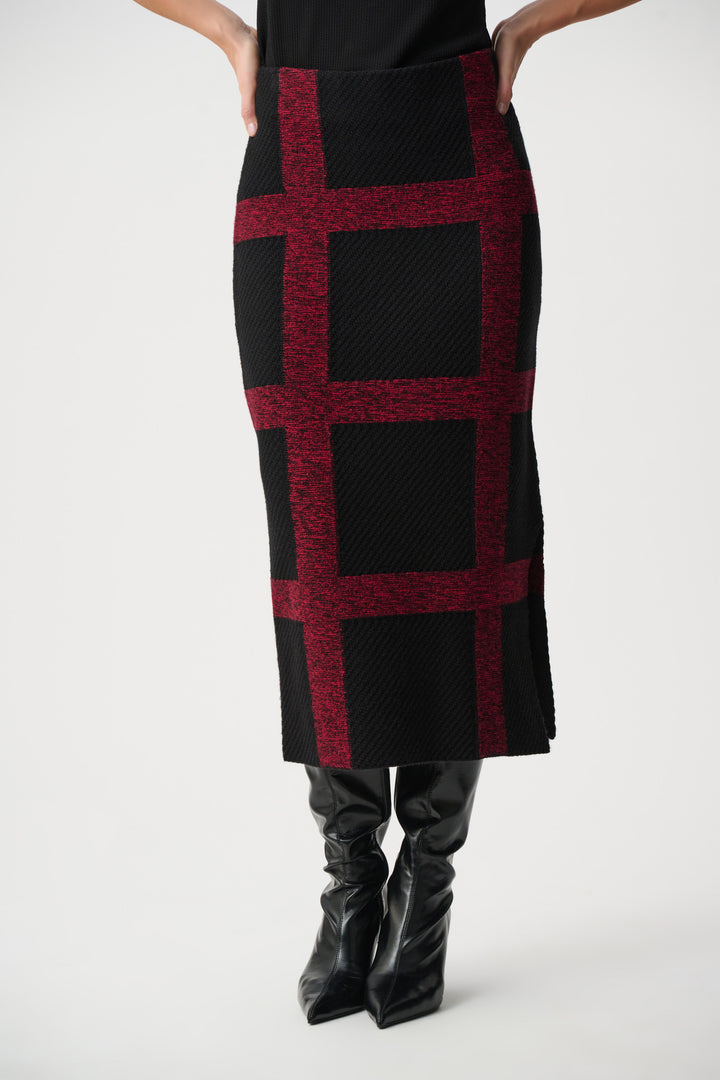 Brushed Viscose And Nylon Knit Plaid Pencil Skirt Style 263945