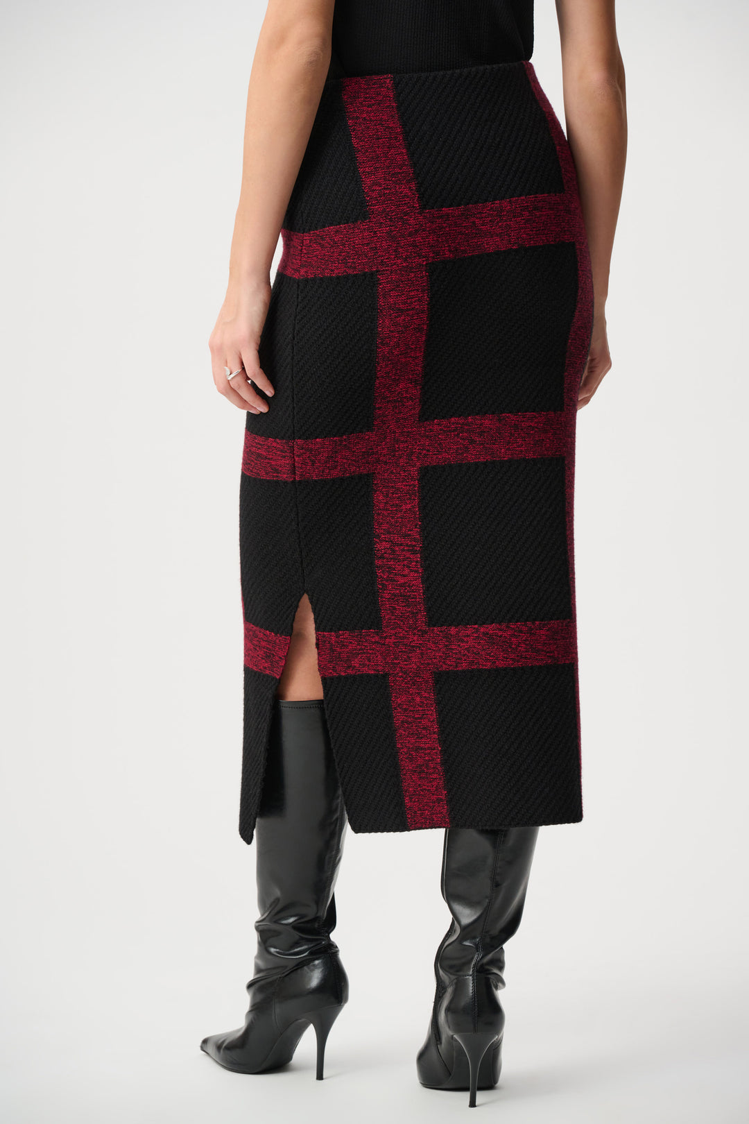 Brushed Viscose And Nylon Knit Plaid Pencil Skirt Style 263945