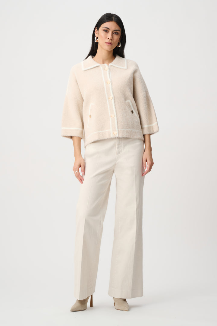 Feather Yarn Knit Boxy Jacket Style 263950