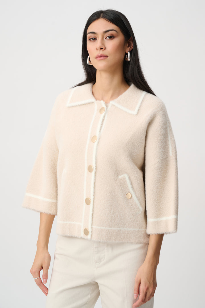 Feather Yarn Knit Boxy Jacket Style 263950