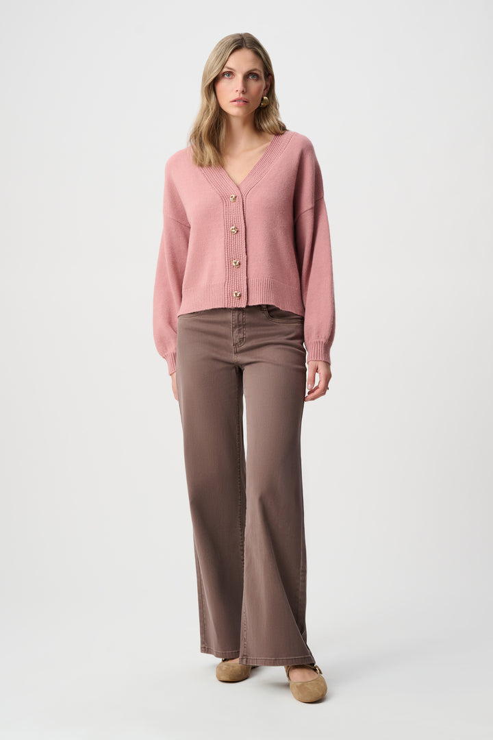 Brushed Knit V-Neck Boxy Cardigan Style 263952