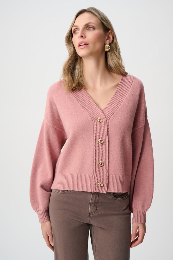 Brushed Knit V-Neck Boxy Cardigan Style 263952