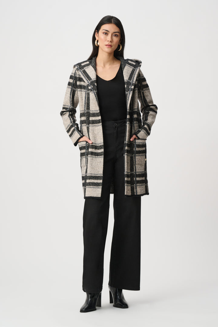 Brushed Jacquard Plaid Hooded Jacket Style 263953