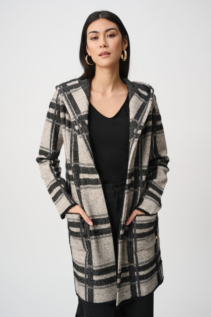 Brushed Jacquard Plaid Hooded Jacket Style 263953