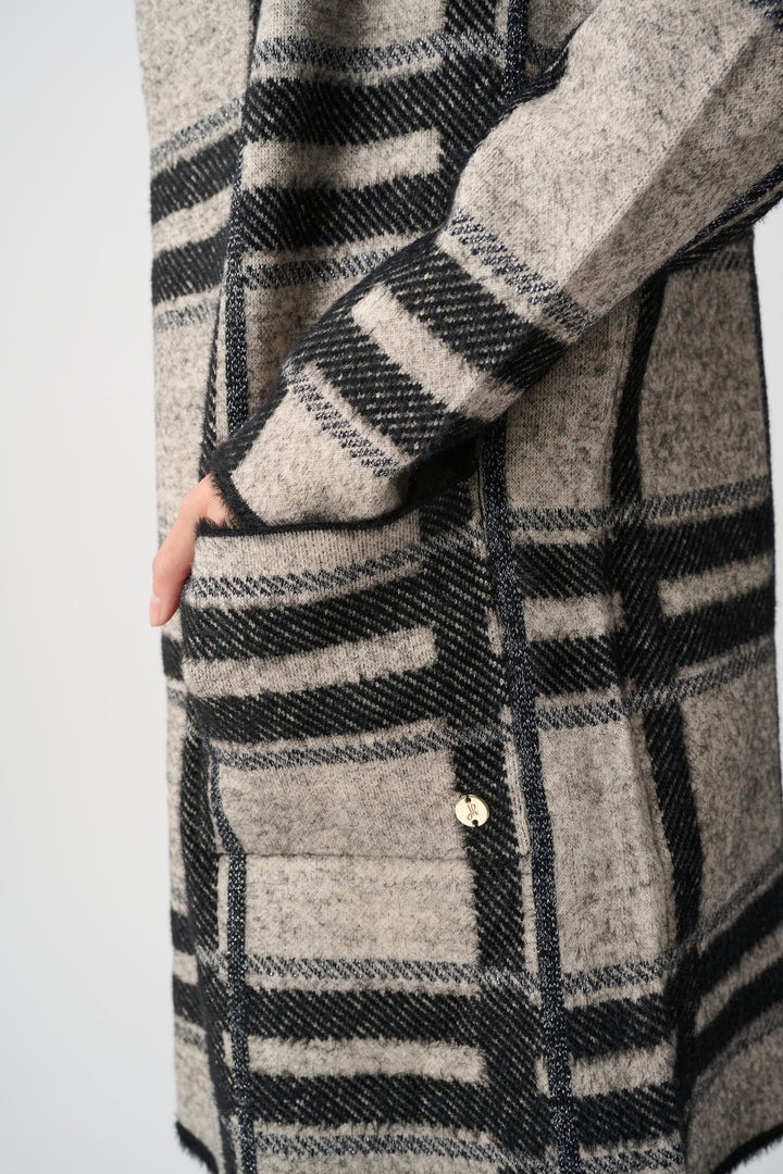Brushed Jacquard Plaid Hooded Jacket Style 263953