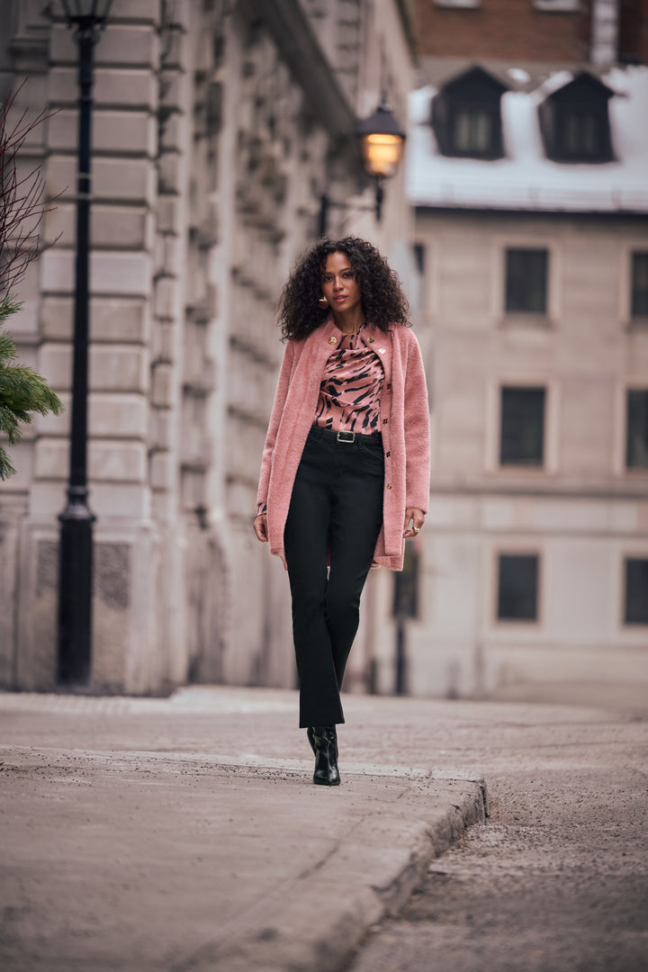 Feather Yarn Mock-Neck Coat Style 263955