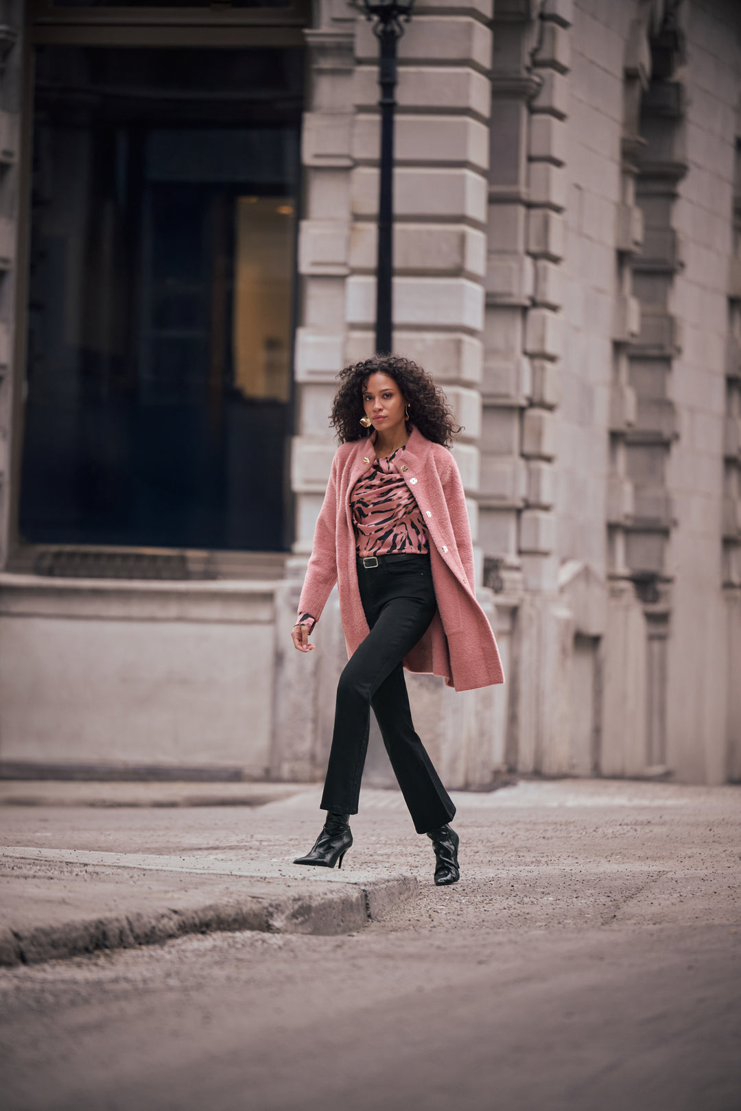 Feather Yarn Mock-Neck Coat Style 263955