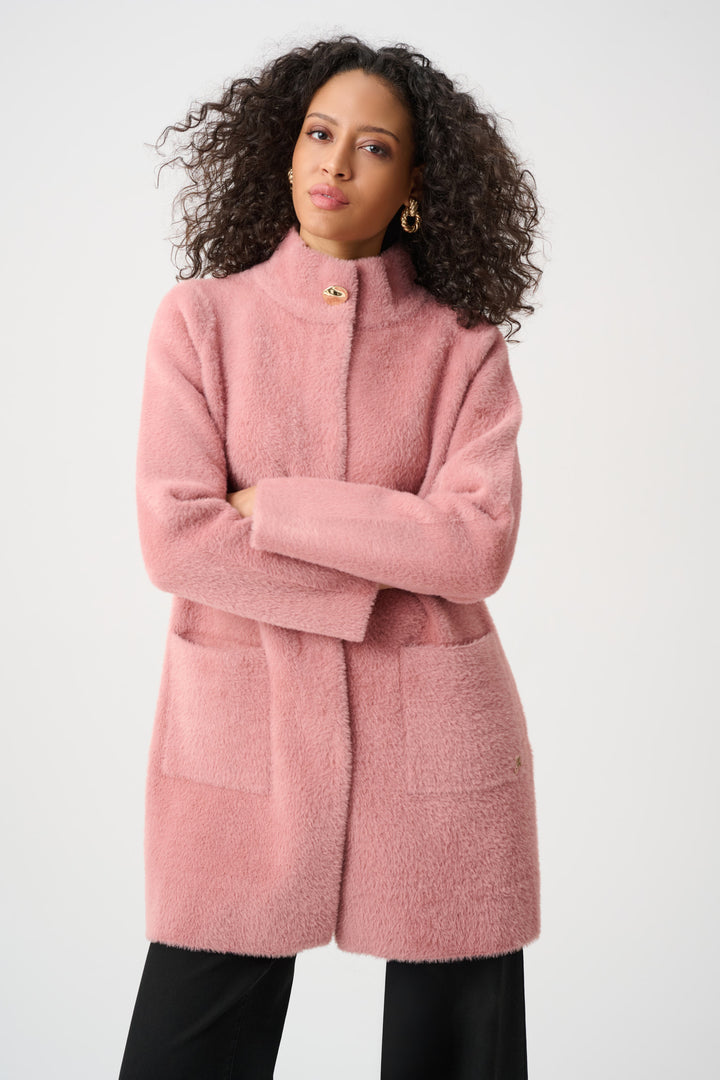 Feather Yarn Mock-Neck Coat Style 263955