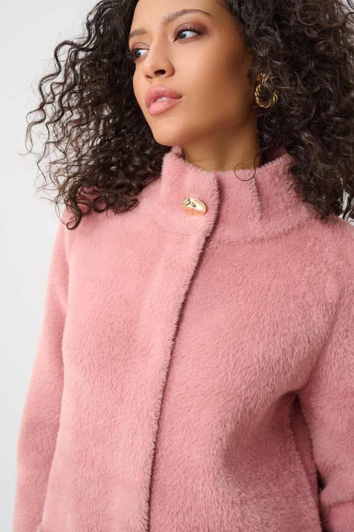 Feather Yarn Mock-Neck Coat Style 263955
