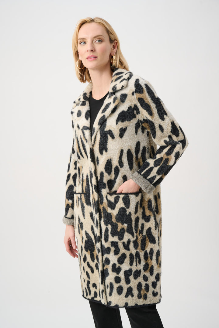 Feather Yarn Leopard Print Coat Style 263956