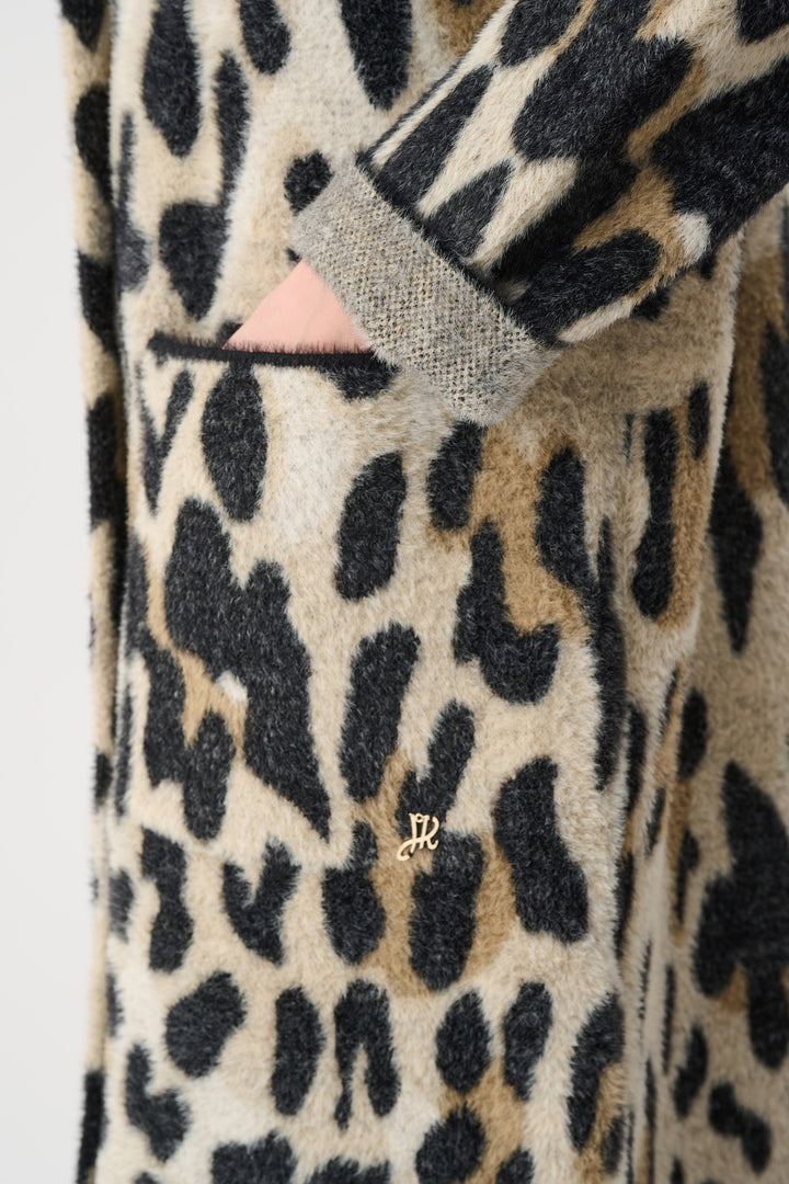 Feather Yarn Leopard Print Coat Style 263956