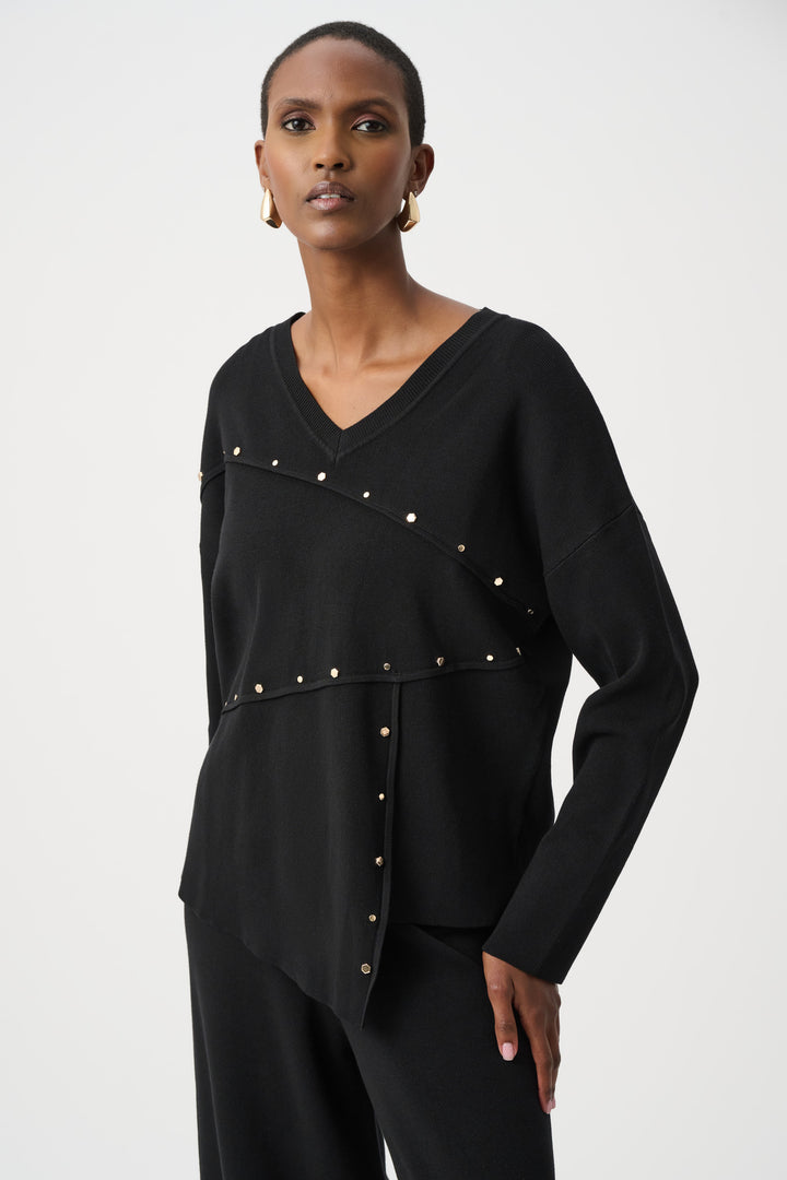 Asymmetric Sweater With Metal Stud Detail Style 263961