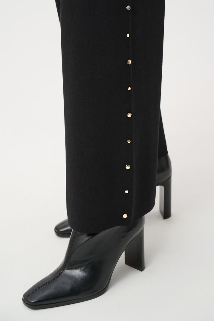 Wide Leg Pull-On Sweater Pants With Metal Stud Detail Style 263962