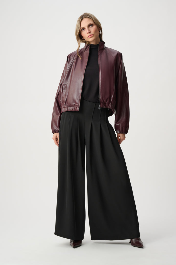 Leatherette Mock-Neck Bomber Jacket Style 263971