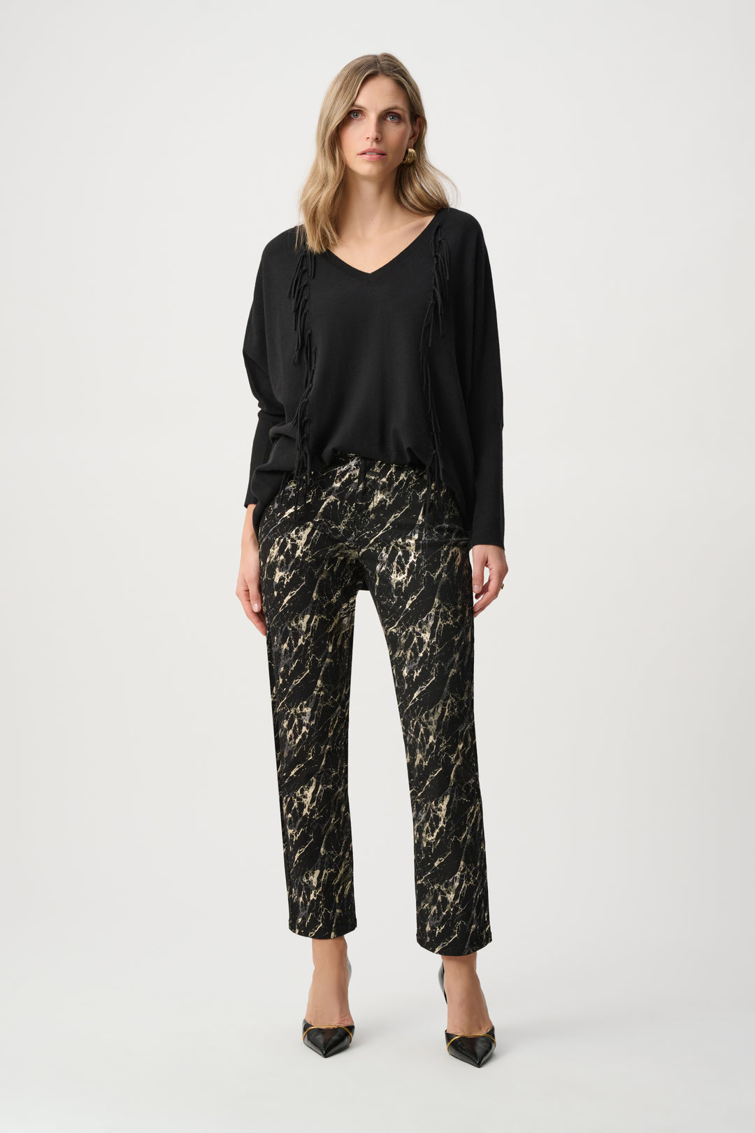 Stretch Denim Abstract Print Straight Leg Classic Jeans Style 263972