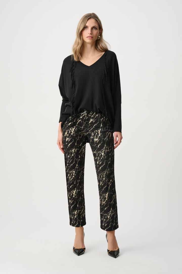 Stretch Denim Abstract Print Straight Leg Classic Jeans Style 263972