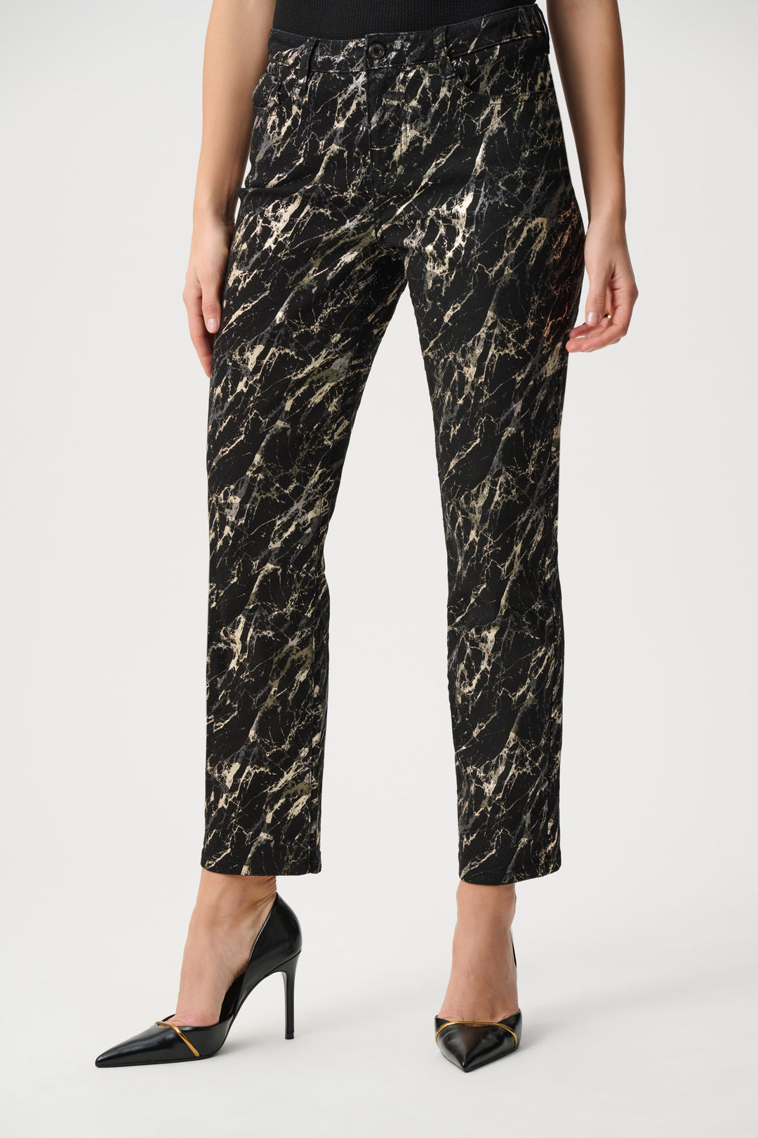 Stretch Denim Abstract Print Straight Leg Classic Jeans Style 263972